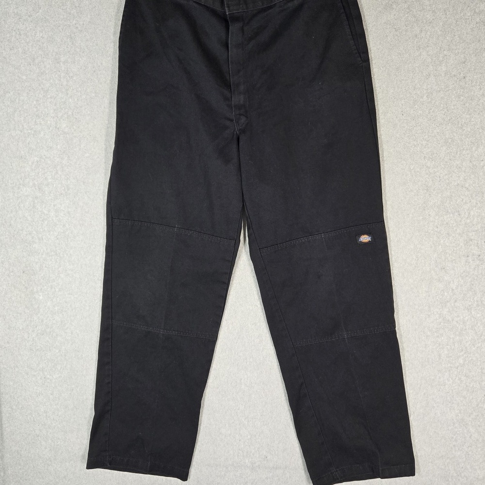 Dickies Men Pants 36X34 Black Double Knee Twill 85283 Logo 32" Inseam